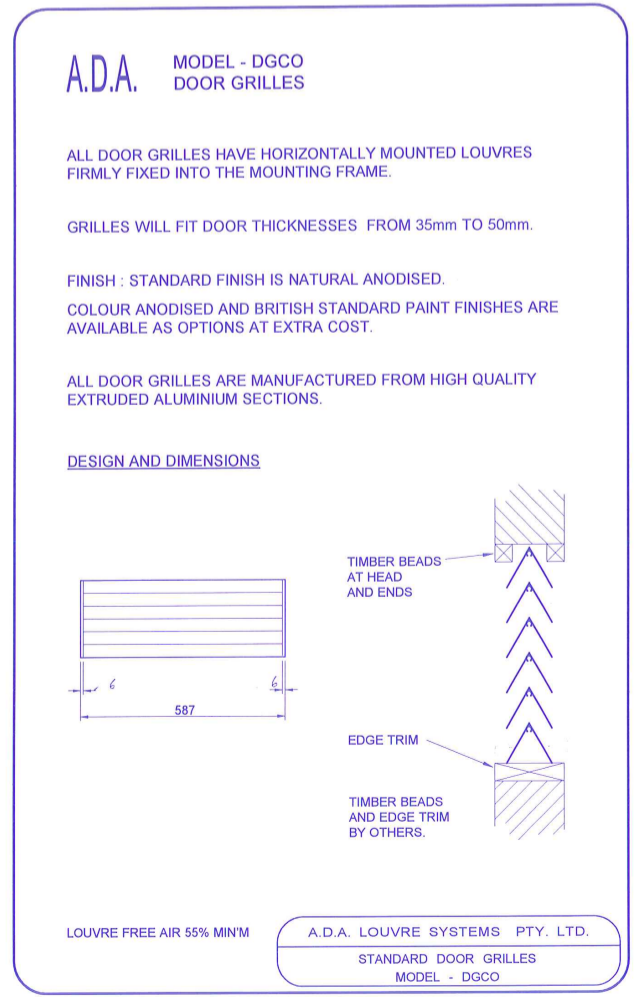 Door Relief Vents / Grilles : Extruded Bar