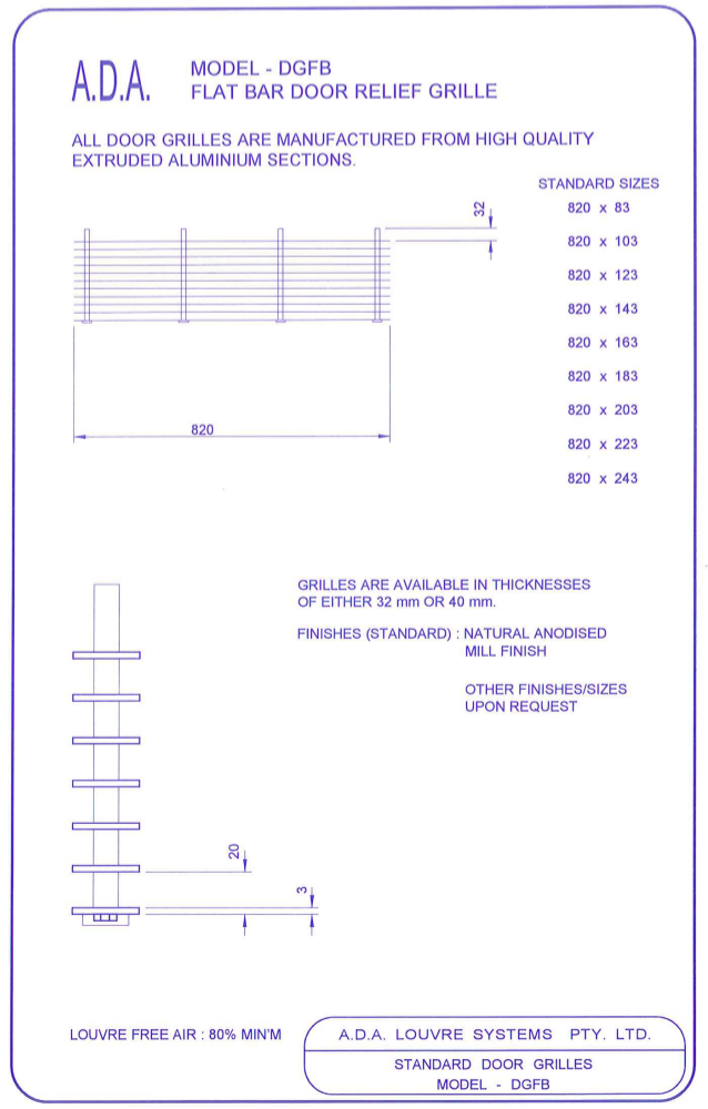 Door Relief Vents / Grilles : Flat Bar