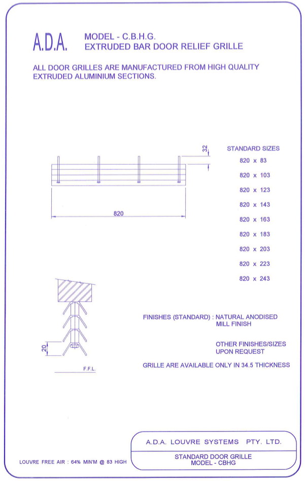 Door Relief Vents / Grilles : Flat Top Chevron